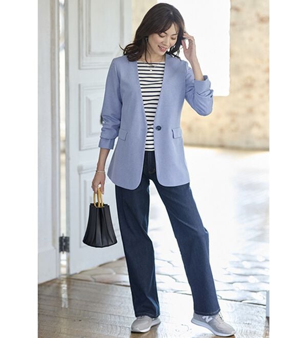 BELLUNA（ベルーナ）の「＜楽スタフィット＞ノーカラージャケット（ノーカラージャケット）」｜詳細画像