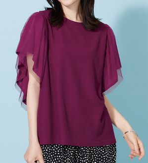 BELLUNA（ベルーナ）の「チュール使いフリル袖プルオーバー（カットソー）」｜詳細画像