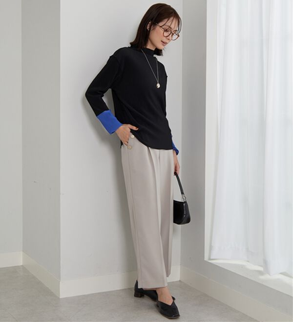 BELLUNA（ベルーナ）の「プリーツ素材配色デザインプルオーバー（カットソー）」｜詳細画像