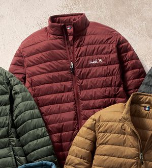 「＜アーノルド　パーマー＞ポケッタブルダウンジャケット（メンズブルゾン）」｜ダークレッド