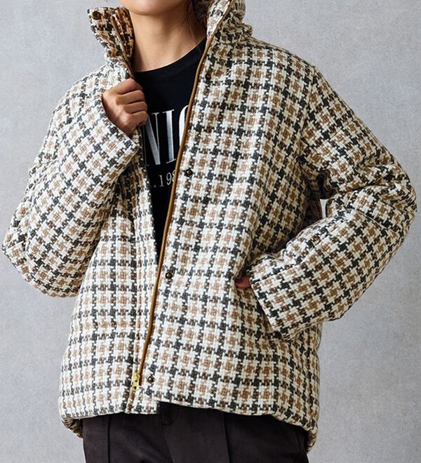 ボリューム衿ツイード調中わたジャケット - ベルーナ【公式】