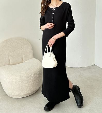 GeeRA（ジーラ）の「全骨格対応！前後2WAY細見えリブワンピース（カットソーワンピース）」