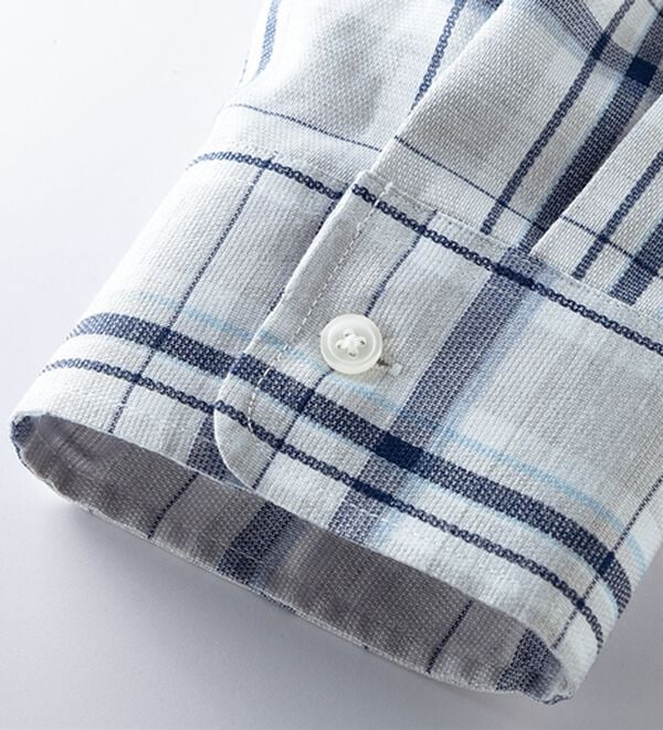 「＜シンプル＆プラス＞パナマ織チェックシャツ（メンズシャツ）」｜詳細画像