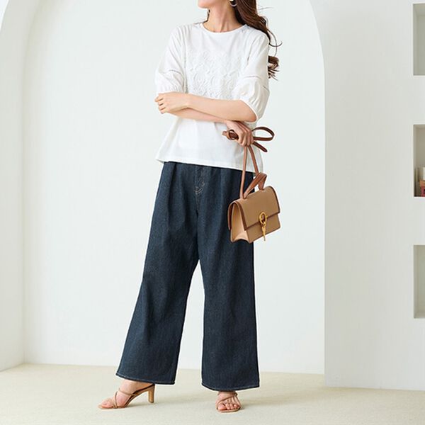 RANAN（ラナン）の「タック使いワイドデニムパンツ（ワイドパンツ・ガウチョ）」｜詳細画像