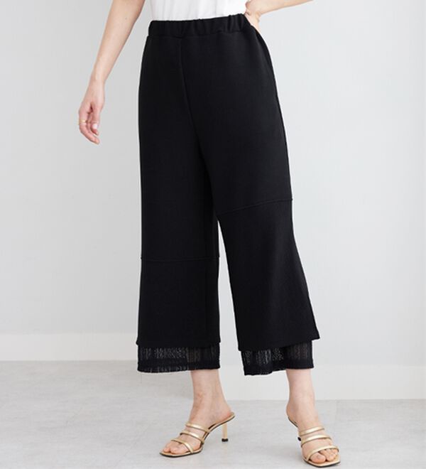 BELLUNA（ベルーナ）の「【Ｌａｇｒｉｌｕａ】裾レース使いアシメ切替デザインパンツ（ワイドパンツ・ガウチョ）」｜詳細画像