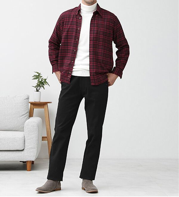 「＜バイロフト（Ｒ）＞カシミヤタッチネルシャツ（メンズシャツ）」｜詳細画像