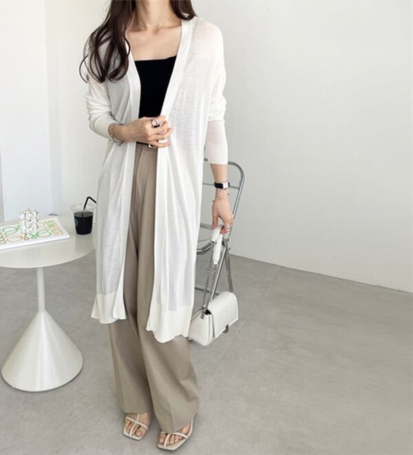 GeeRA（ジーラ）の「【3つの機能付】ロングニットカーディガン（ミディ丈）（ニットカーディガン）」｜詳細画像