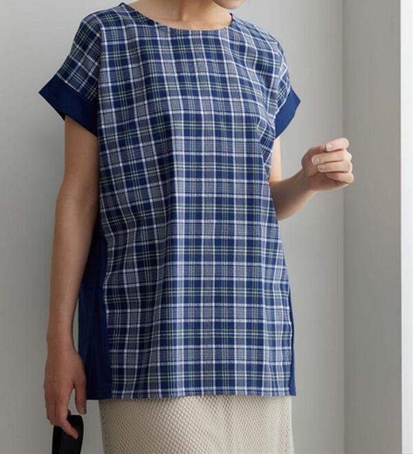 BELLUNA（ベルーナ）の「サッカーチェック切替デザインチュニック（チュニック）」｜詳細画像