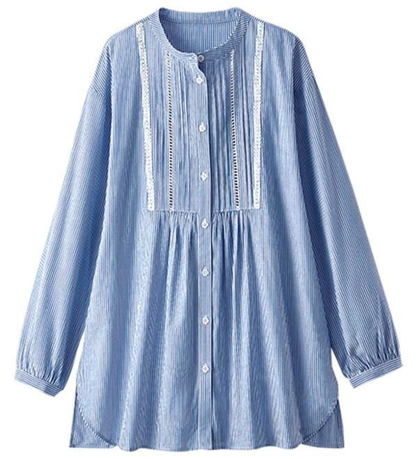 BELLUNA（ベルーナ）の「華やかレース&times;ピンタックシャツチュニック（チュニック）」｜詳細画像