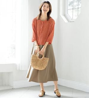 ルフラン（ルフラン）の「爽やか！メッシュニット＆ロングワンピース（アンサンブル）」｜オレンジ系