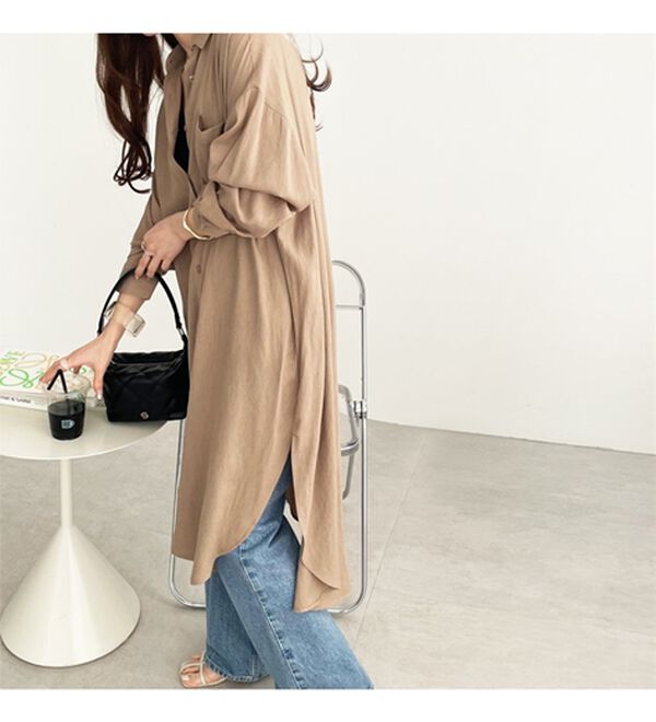 GeeRA（ジーラ）の「スリット入りロングシャツワンピース（シャツワンピース）」｜詳細画像