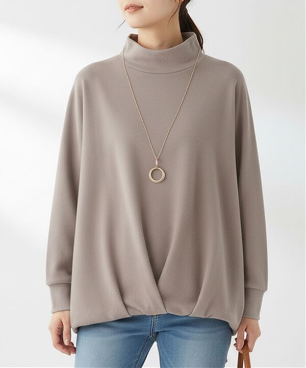 BELLUNA（ベルーナ）の「【嬉しい2点セット】ネックレス付ふんわり裾タックプルオーバー（カットソー）」｜詳細画像