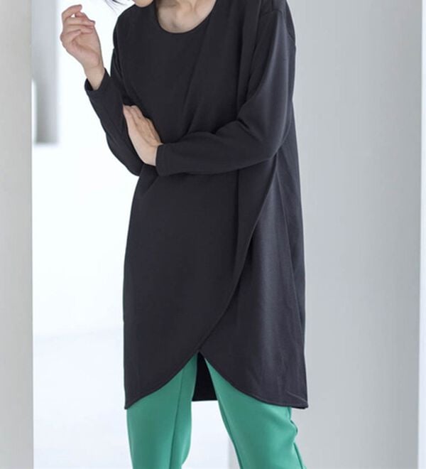 RANAN（ラナン）の「裏起毛！あったかアシメデザインチュニック（チュニック）」｜ブラック