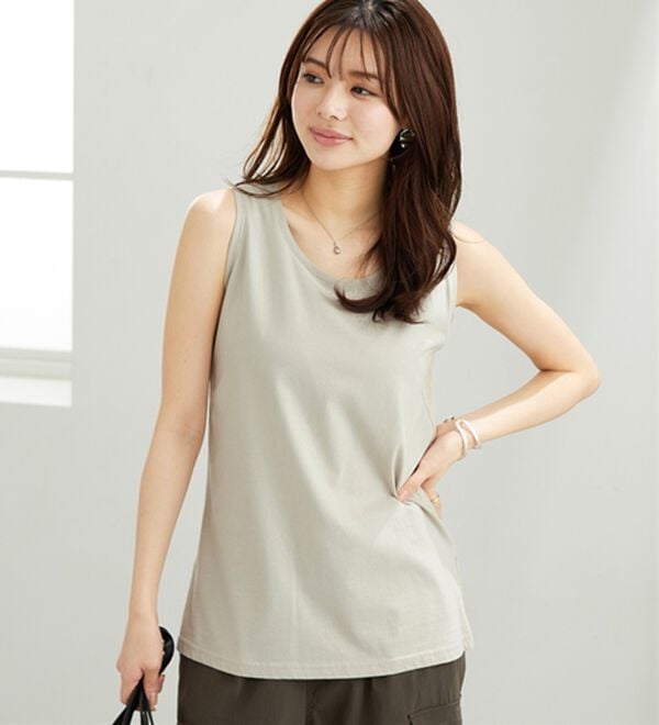 BELLUNA（ベルーナ）の「ヒンヤリ！綿１００％サマ見えタンクトップ（タンクトップ・キャミソール）」｜詳細画像