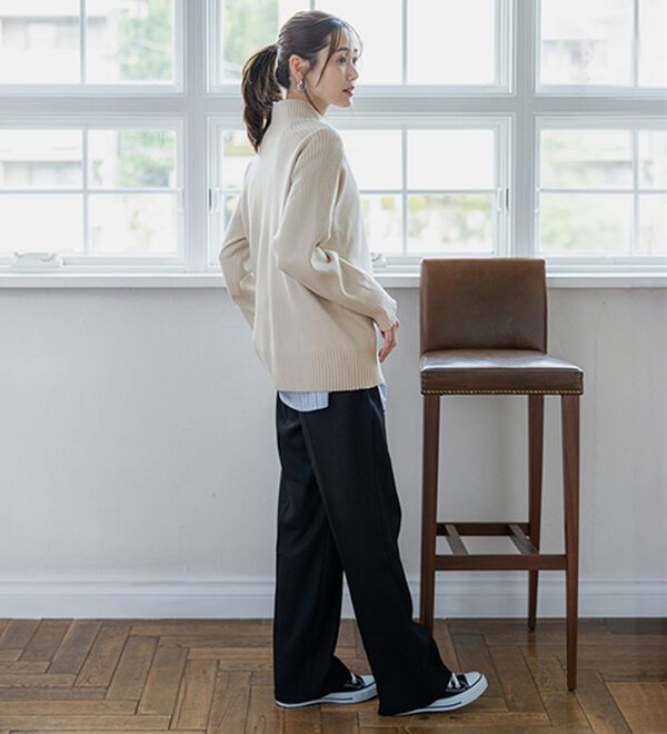 BELLUNA（ベルーナ）の「トレーナーがカジュアルすぎる方に！洗えるリブハイネックニット（ニット・セーター）」｜詳細画像