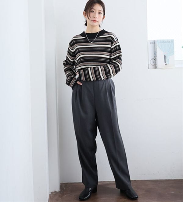 A HAPPY MARILYN（アハッピーマリリン）の「【ＬＬ～６Ｌ】＜新色追加＞Ｔシャツ感覚で着れるカメレオン級の着回しが叶うリブニット（ニット・セーター）」｜詳細画像