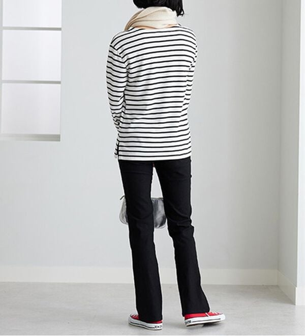 BELLUNA（ベルーナ）の「【選べる裏起毛】静電気防止！ヘリンボーンブーツカットパンツ（フルレングスパンツ）」｜詳細画像