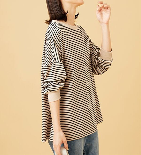 BELLUNA（ベルーナ）の「ゆったり体型カバー！ボーダープルオーバー（カットソー）」｜詳細画像