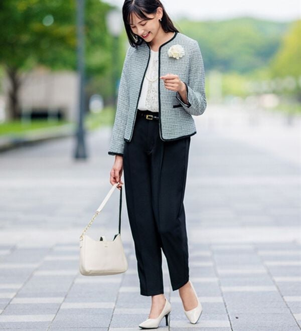 GeeRA（ジーラ）の「【4点セット】入学式も卒業式も！パンツが選べるセレモニーツイードジャケットスーツ（パンツスーツ）」｜詳細画像