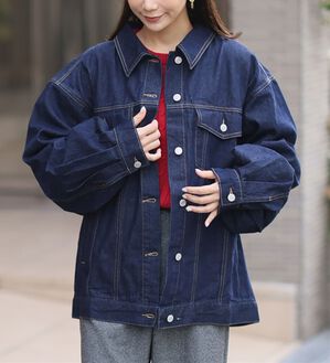 A HAPPY MARILYN（アハッピーマリリン）の「【Ｌ～８Ｌ】ゆったりシルエットのオーバーサイズデニムジャケット（その他ジャケット）」｜インディゴ