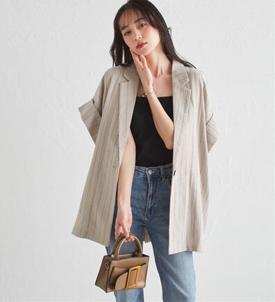 RANAN（ラナン）の「クレープジャカードハーフスリーブジャケット（テーラードジャケット）」