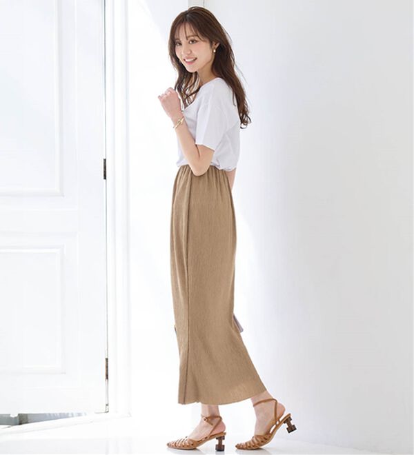 alotta（アロッタ）の「【セルフカット対応可】機能付き楊柳カットソーナロースカート（ロングスカート）」｜詳細画像