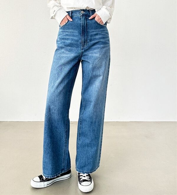 GeeRA（ジーラ）の「ハイウエストストレートデニム（ワイドパンツ・ガウチョ）」｜詳細画像