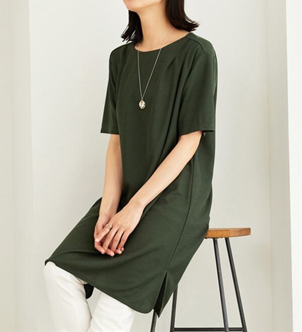 BELLUNA（ベルーナ）の「かのこ素材肩タックデザインワンピース（チュニック）」｜詳細画像