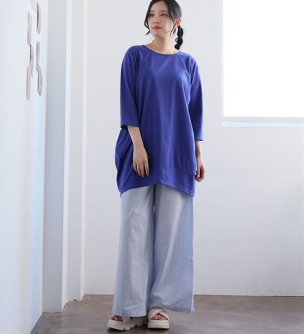 A HAPPY MARILYN（アハッピーマリリン）の「【Ｍ～８Ｌ】長袖・七分袖・半袖 コクーン シルエット チュニック（チュニック）」｜詳細画像