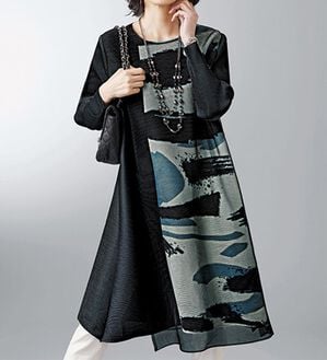 BELLUNA（ベルーナ）の「プリント切替重ねデザインプリーツチュニック（チュニック）」｜詳細画像