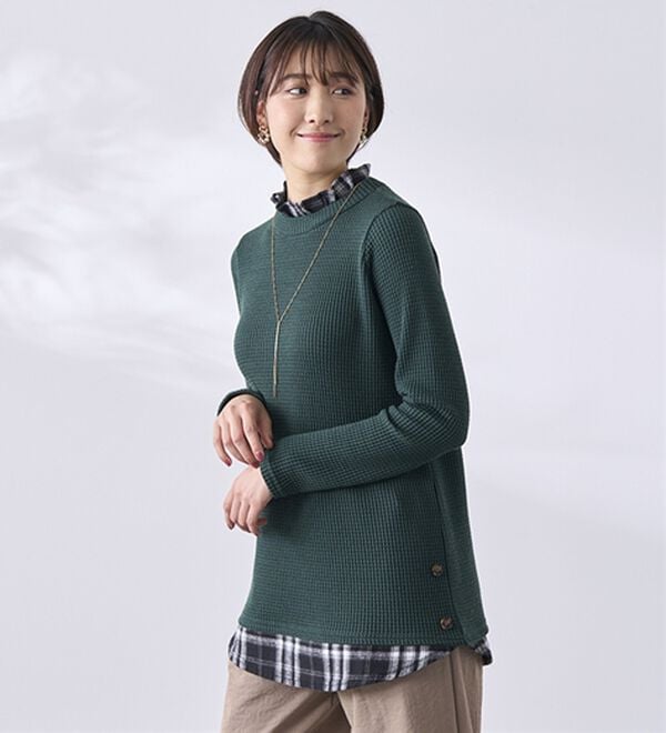 BELLUNA（ベルーナ）の「異素材重ね着風チュニック（チュニック）」｜詳細画像