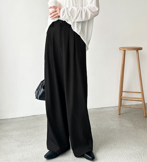 GeeRA（ジーラ）の「着心地抜群！ハイウエストダブルタックワイドパンツ（フルレングスパンツ）」｜詳細画像