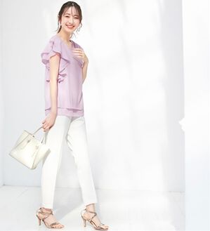 alotta（アロッタ）の「楊柳シフォン袖フリルブラウス（ブラウス）」｜ラベンダー