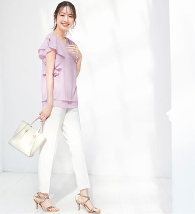 alotta（アロッタ）の「楊柳シフォン袖フリルブラウス（ブラウス）」