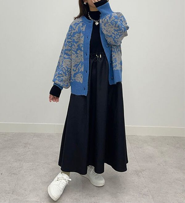 BELLUNA（ベルーナ）の「配色ジャカードニットショートカーディガン（ニットカーディガン）」｜詳細画像