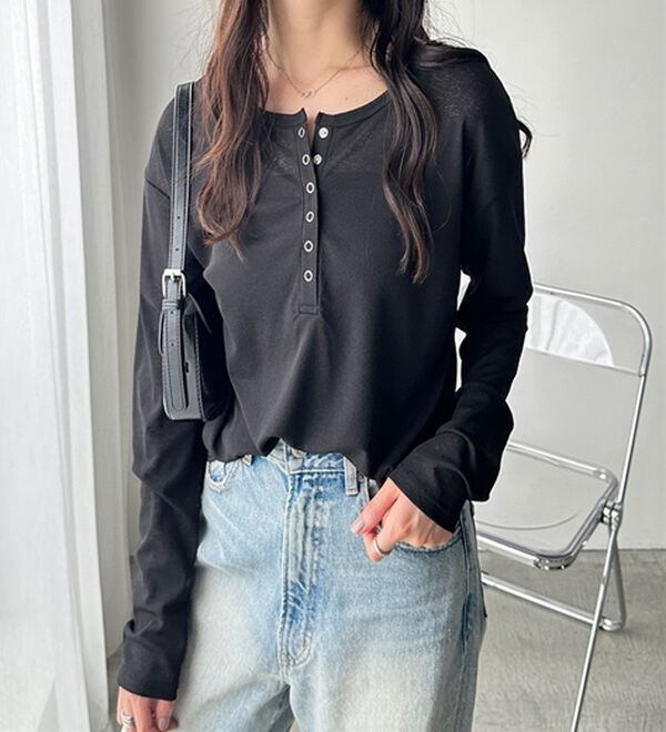 GeeRA（ジーラ）の「前後２ＷＡＹシアースラブヘンリーネックカットソー（カットソー）」｜詳細画像