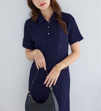 alotta（アロッタ）の「ゴールドボタンポロワンピース（カットソーワンピース）」