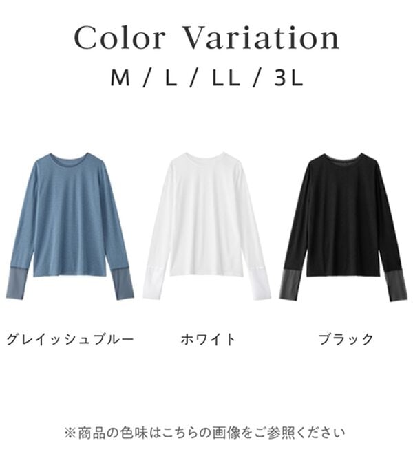 Viola e Viola（ヴィオラ エ ヴィオラ）の「程よい透け感大人シアー素材切替トップス（カットソー）」｜詳細画像