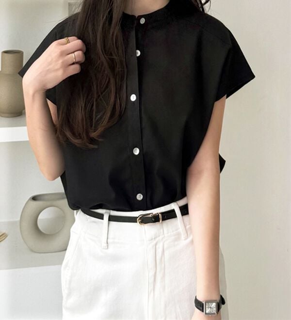 GeeRA（ジーラ）の「綿タッチフレンチスリーブブラウス（ブラウス）」｜詳細画像