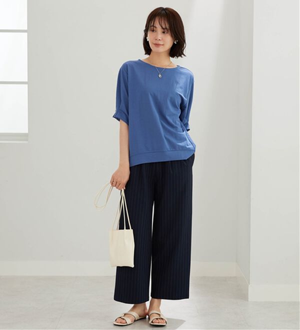 BELLUNA（ベルーナ）の「【接触冷感】涼感素材袖パールデザインプルオーバー（カットソー）」｜詳細画像