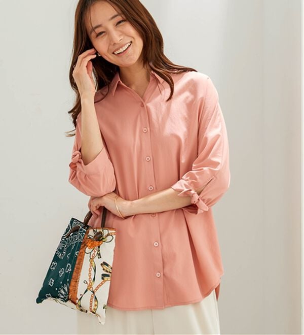 BELLUNA（ベルーナ）の「【吸水速乾】イージーケア！袖リボンシャツチュニック（チュニック）」｜詳細画像