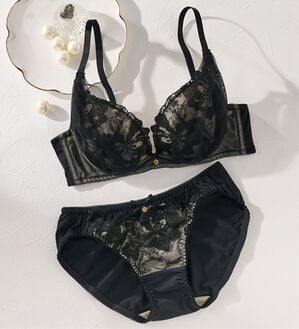 YU'NOW（ユナウ）の「to meeブラ＆ショーツ（ブラジャー＆ショーツセット）」｜ブラック