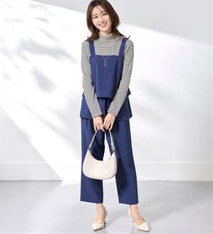 BELLUNA（ベルーナ）の「サラリ麻調素材ビスチェセットアップ（セットアップ）」｜ブルー