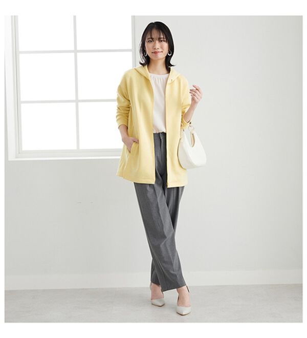 BELLUNA（ベルーナ）の「フードデザインとろみ素材ジップアップパーカー（パーカー）」｜詳細画像