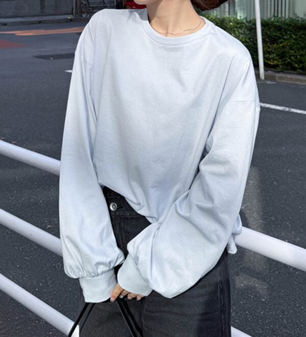 RANAN（ラナン）の「多機能ベーシックオーバーサイズ長袖Tシャツ（Tシャツ）」｜ブルー