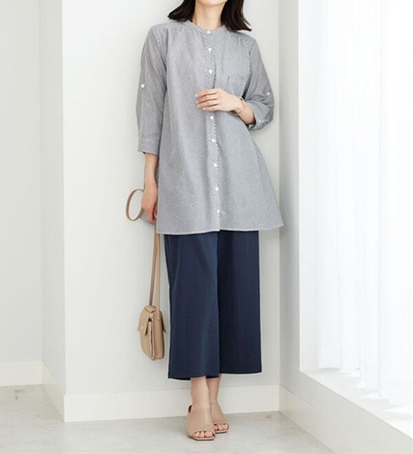 BELLUNA（ベルーナ）の「フランス綾ドレープ使いシャツチュニック（チュニック）」｜詳細画像