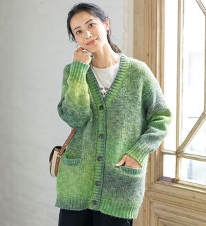 ルフラン（ルフラン）の「グラデーションニットカーディガン（ニットカーディガン）」｜グリーン