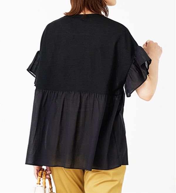 BELLUNA（ベルーナ）の「【Ｌａｇｒｉｌｕａ】異素材使いギャザーチュニック（カットソー）」｜詳細画像