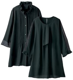 BELLUNA（ベルーナ）の「【２枚組】さらっとジョーゼット素材レース使いチュニック（チュニック）」｜詳細画像