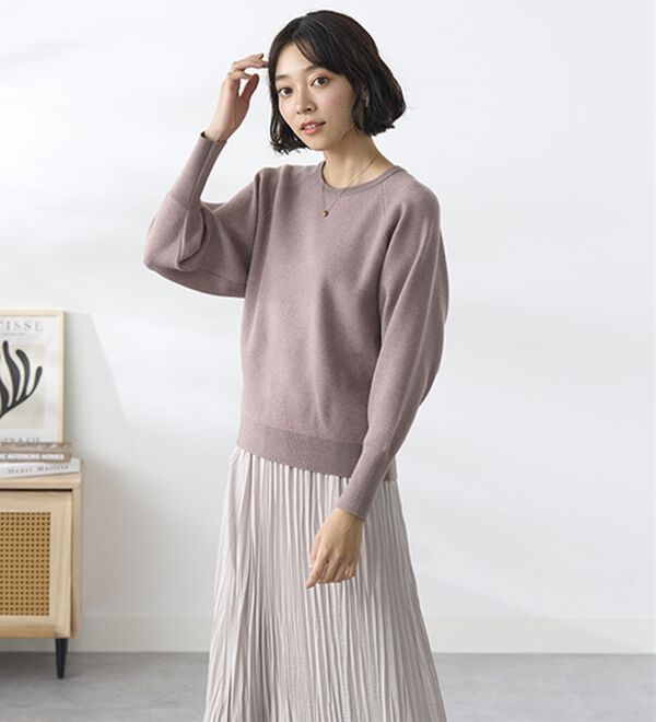 BELLUNA（ベルーナ）の「トレーナー感覚！きれいめカジュアルさんのためのニットトレーナー（ニット・セーター）」｜詳細画像